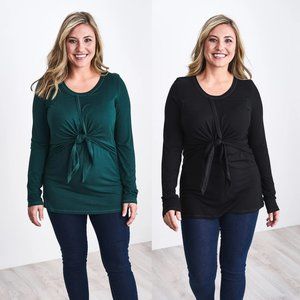 Two Latched Mama Tie Front Tops